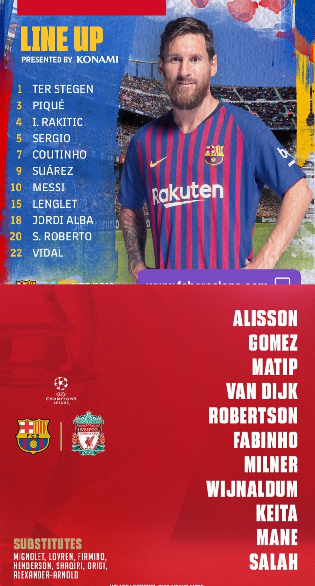 Znamy już WYJŚCIOWE XI na mecz Barca - Liverpool!